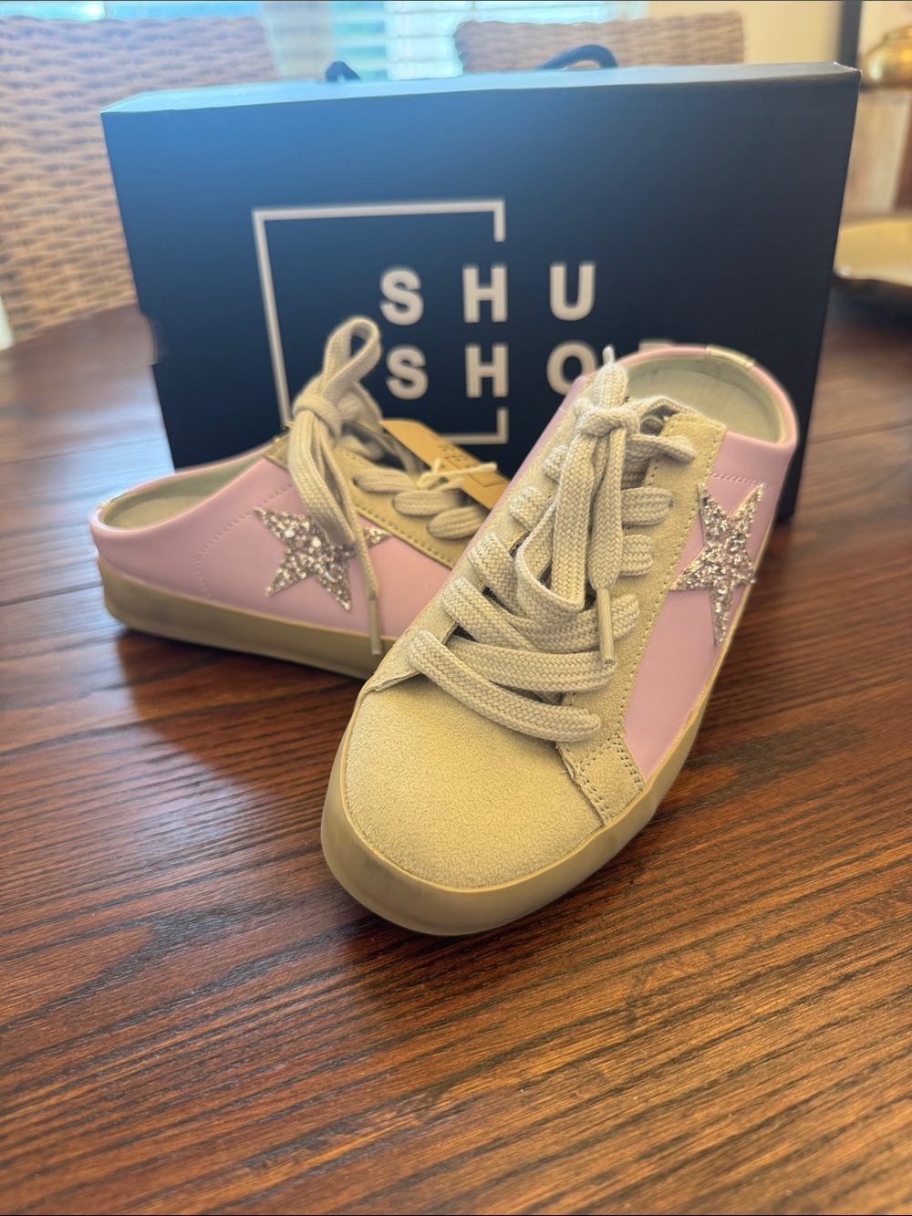 ShuShop Polka Kids slide on sneakers Lilac glitter size 1 kids